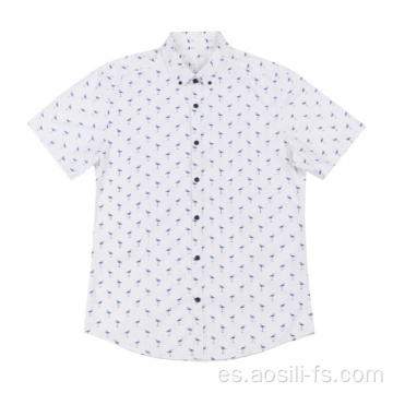 Camisa de manga corta de algodón tejido para hombre